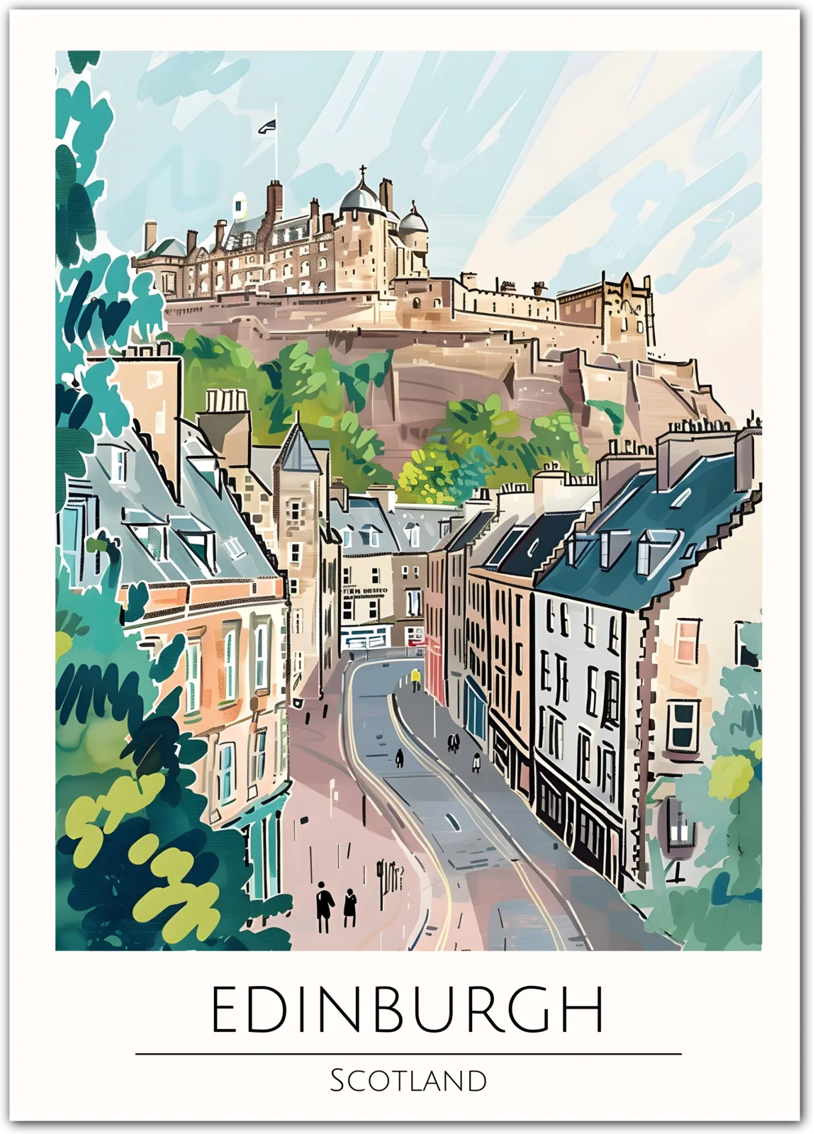 Edinburgh Castle Art Print - Scenic View of Scotland’s Majestic Capital