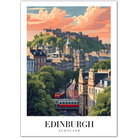 Edinburgh Scotland Art Print – City View with Castle and Old Town