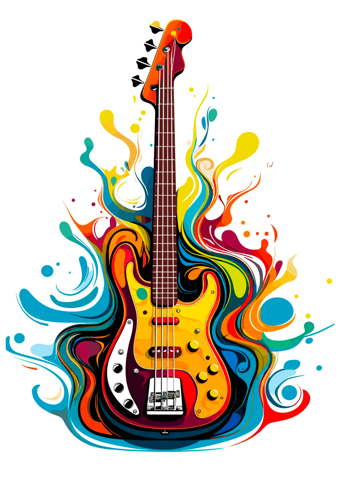 Colour Fusion Swirls Electric Guitar Art Print 3