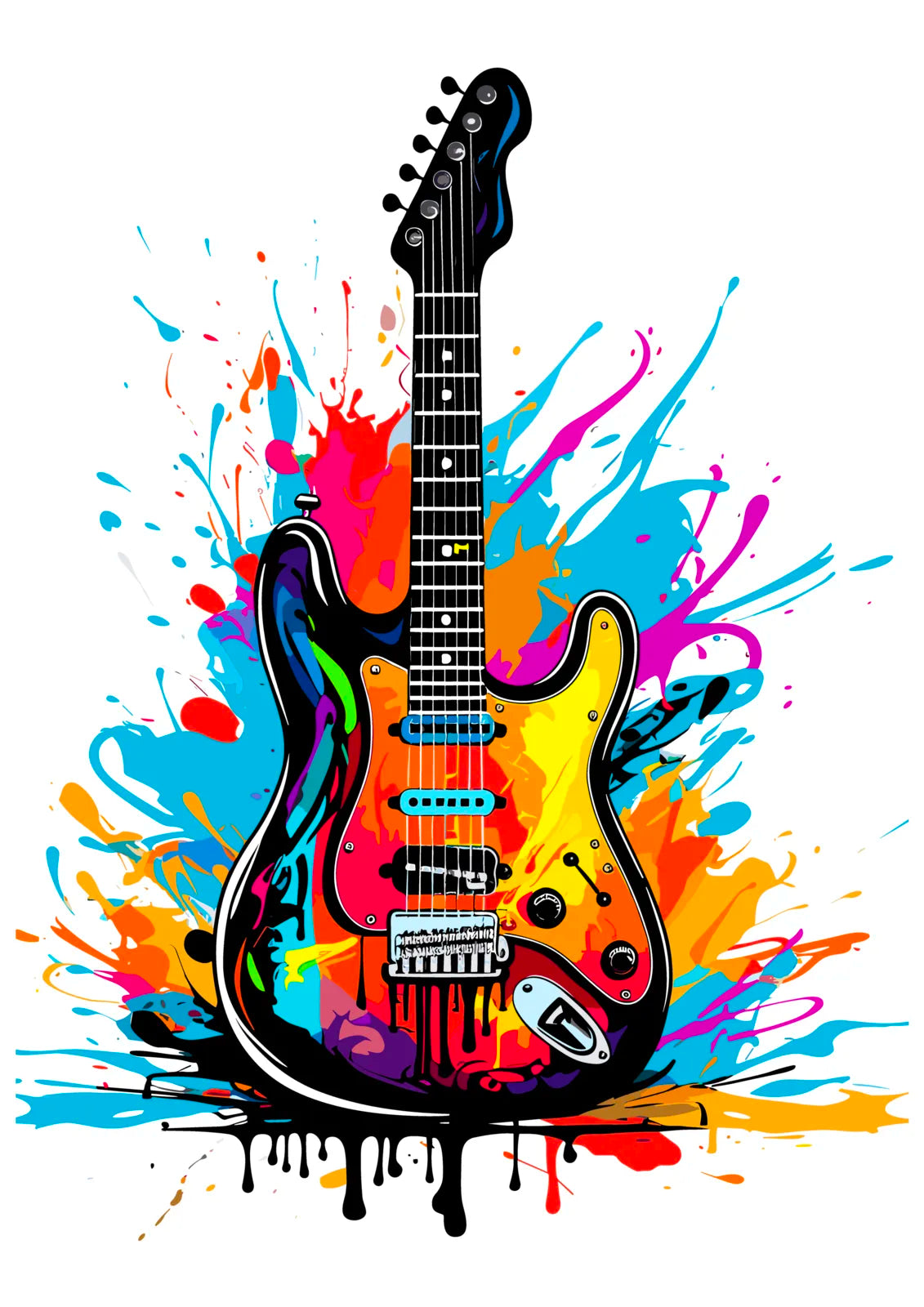 Explosion Of Colours Electric Guitar Art Print 3