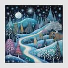 Pastel Winter Forest Art Print Enchanted Snowfall Night 1