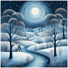 Moonlit Winter Forest Art Print Enchanted Snowy Stream 3