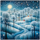 Moonlit Winter Stream Art Print Enchanted Snowy Forest 3