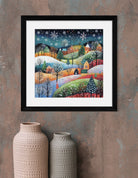 Colourful Winter Hills Art Print Enchanted Snowy Scene 2