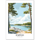 Espoo Finland Art Print – Lakeside and Pine Forest Landscape