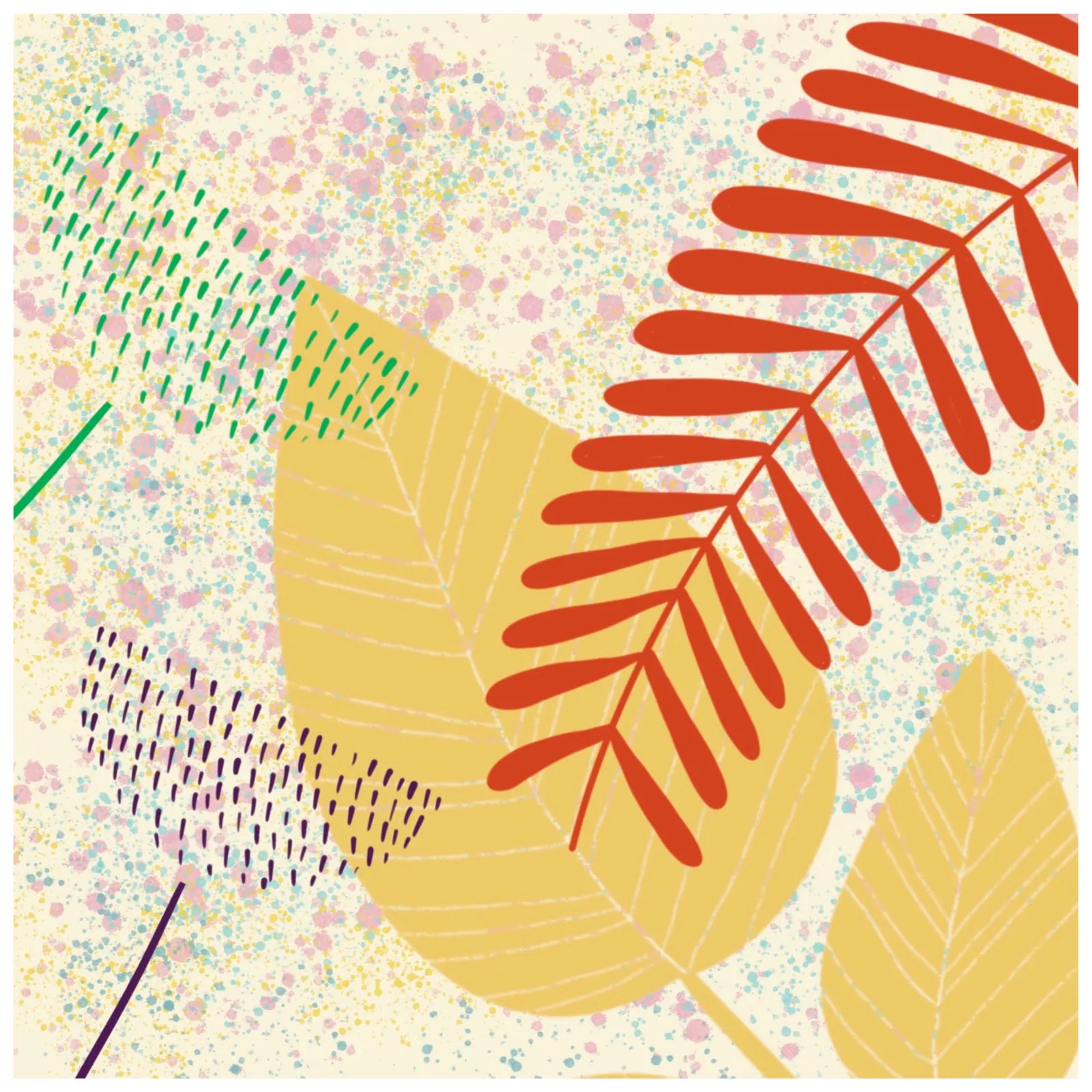 New Ferns Abstract Wall Hanging Art Print