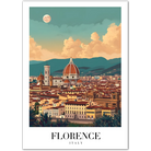 Florence Italy Art Print – City View with Duomo and Hills