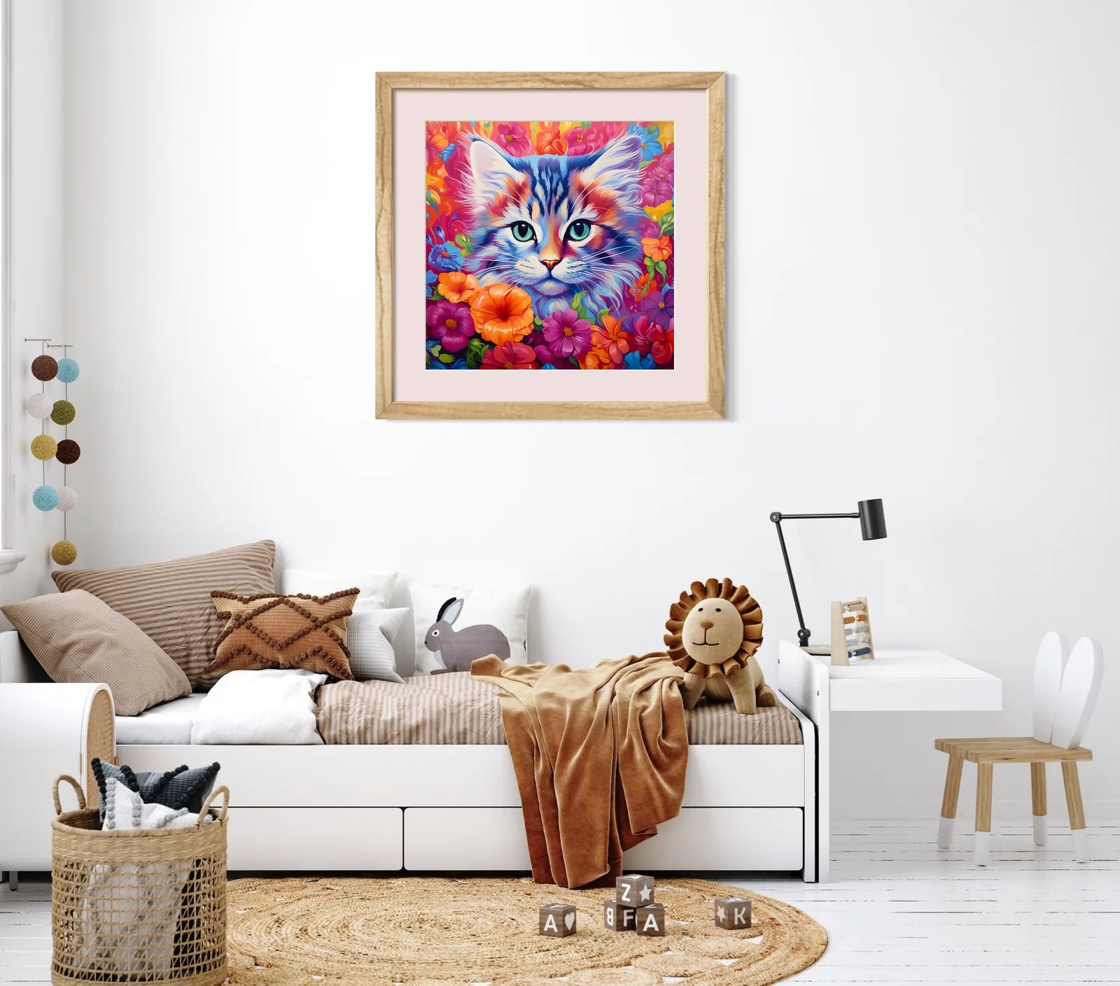 Field Of Flowers Kitten Digital Art Print 2