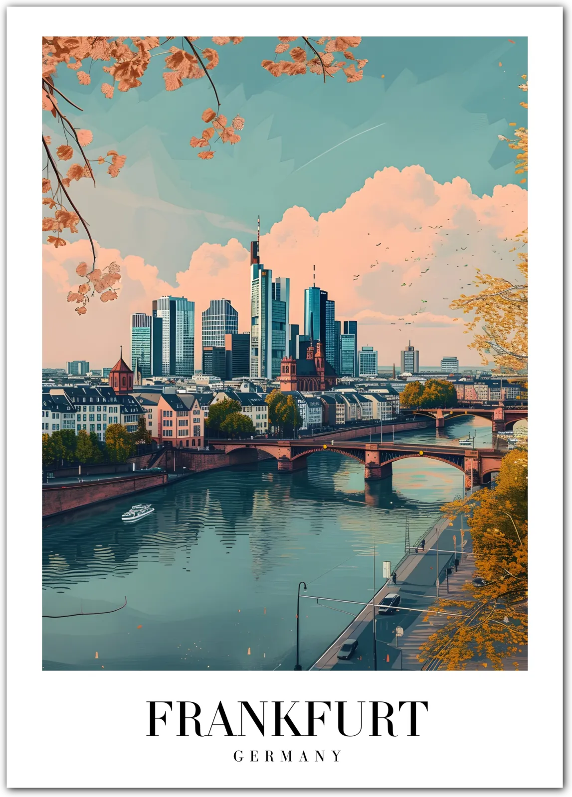 Frankfurt Germany Art Print – Skyline and River View