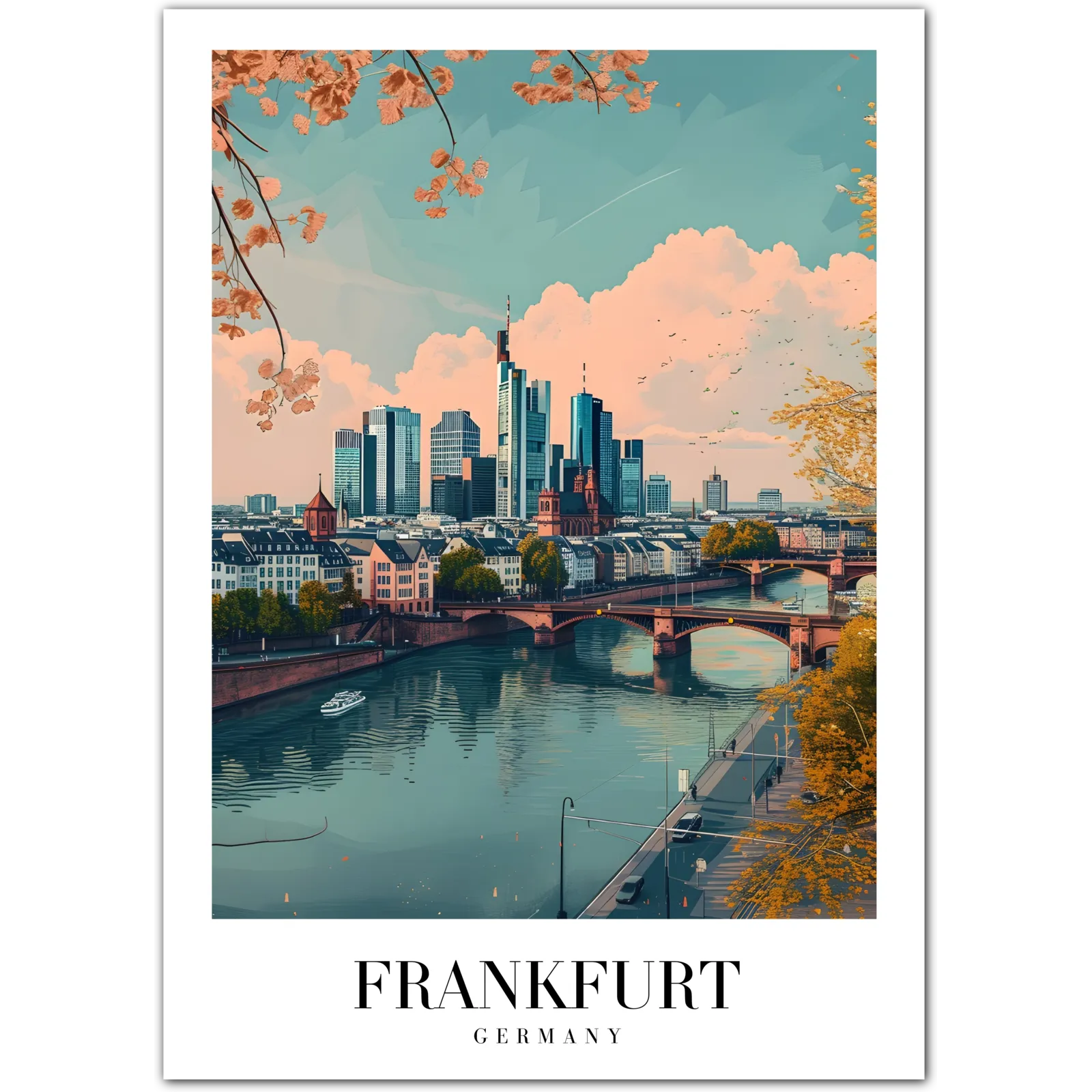 Frankfurt Germany Art Print – Skyline and River View