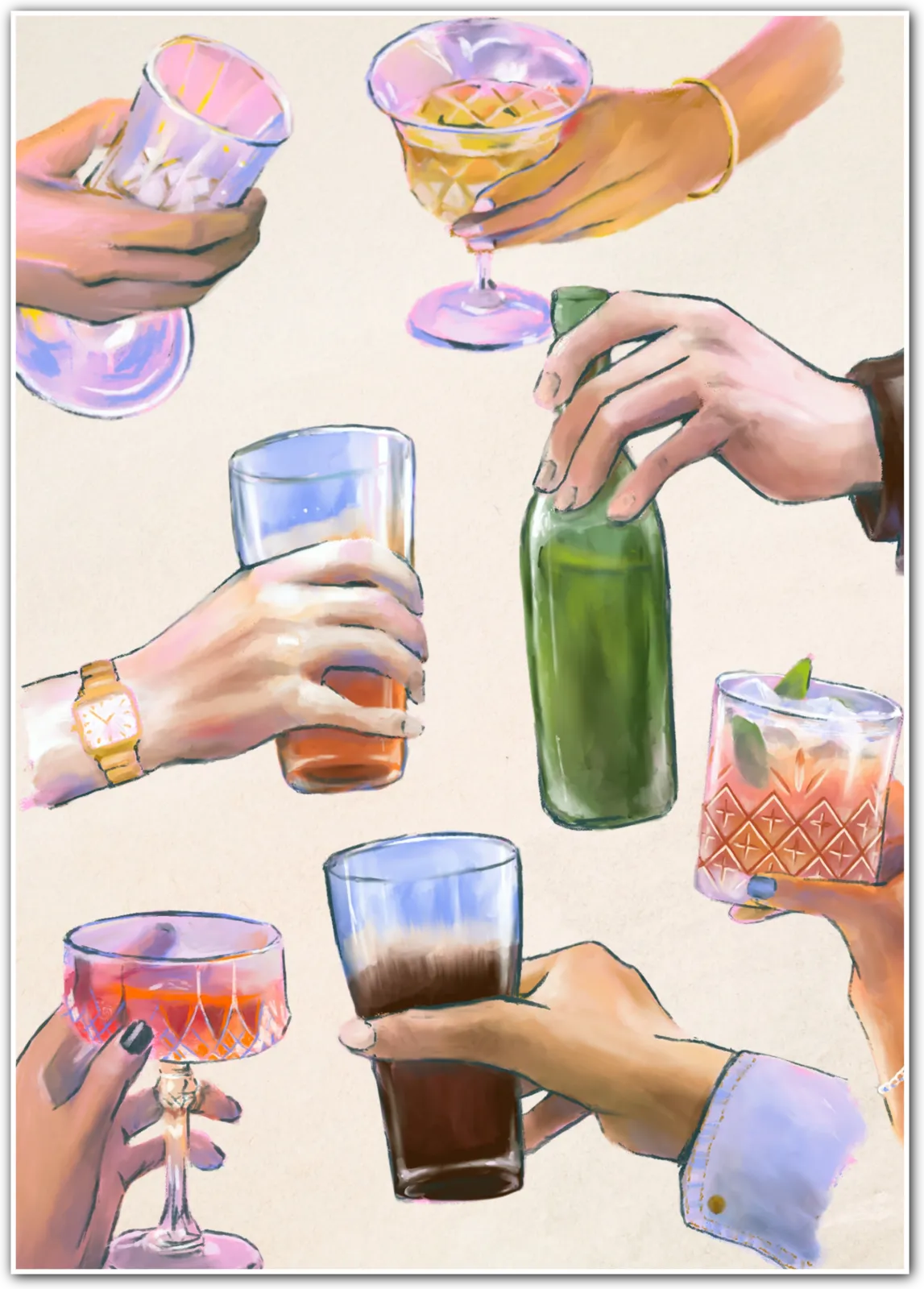 Friends’ Toast Sketch Art Print