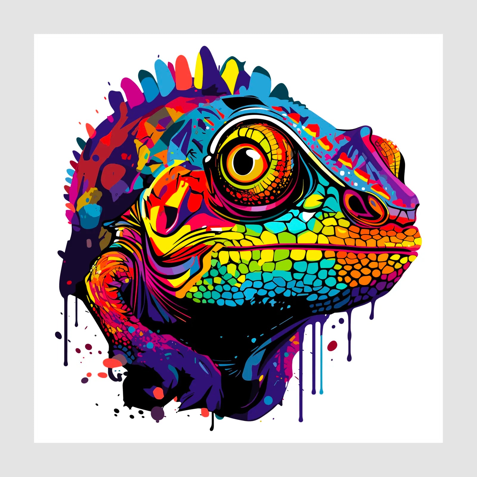 Multi-Colours Gecko Digital Art Print 1