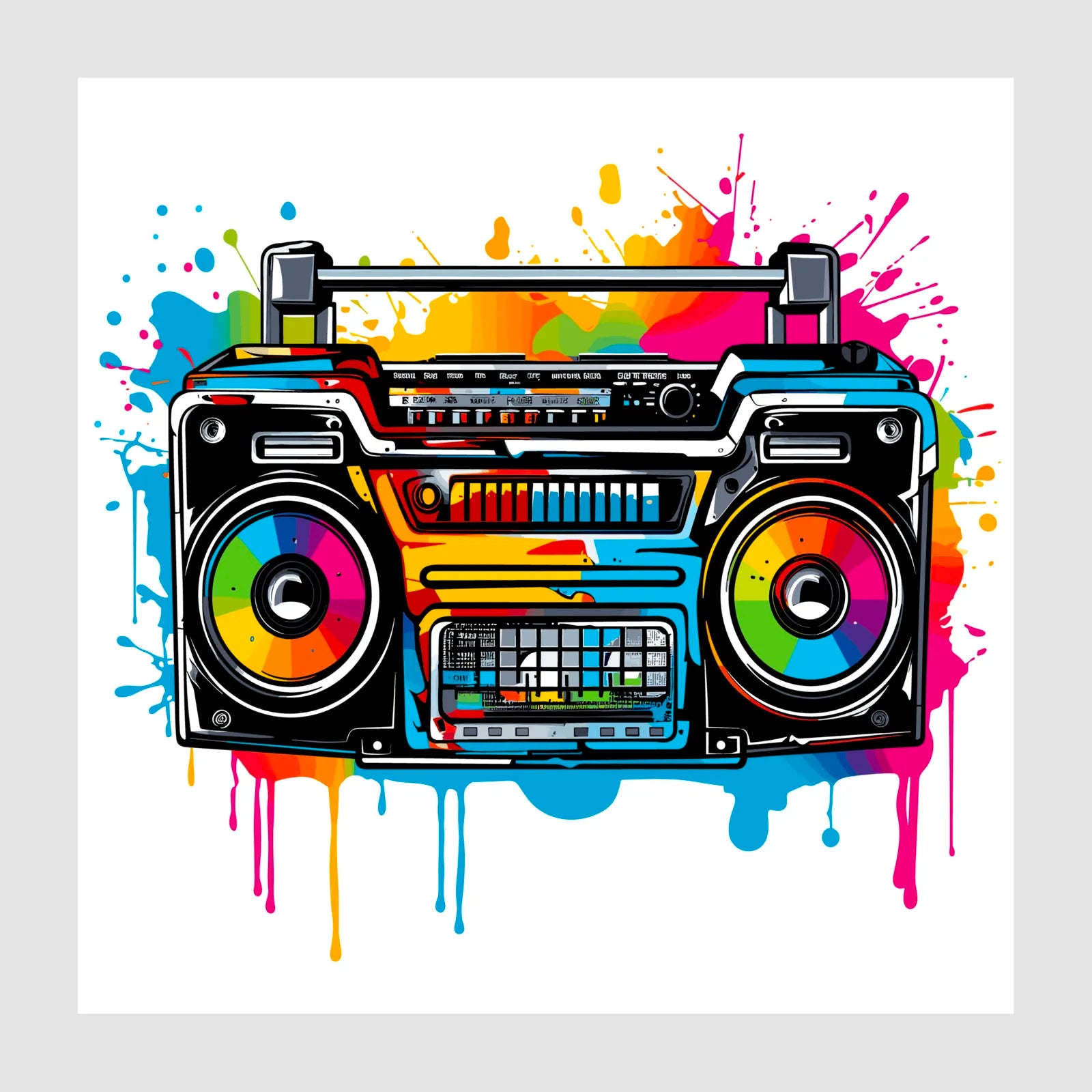 Paint Splashes Retro Boom Box Art Print 1