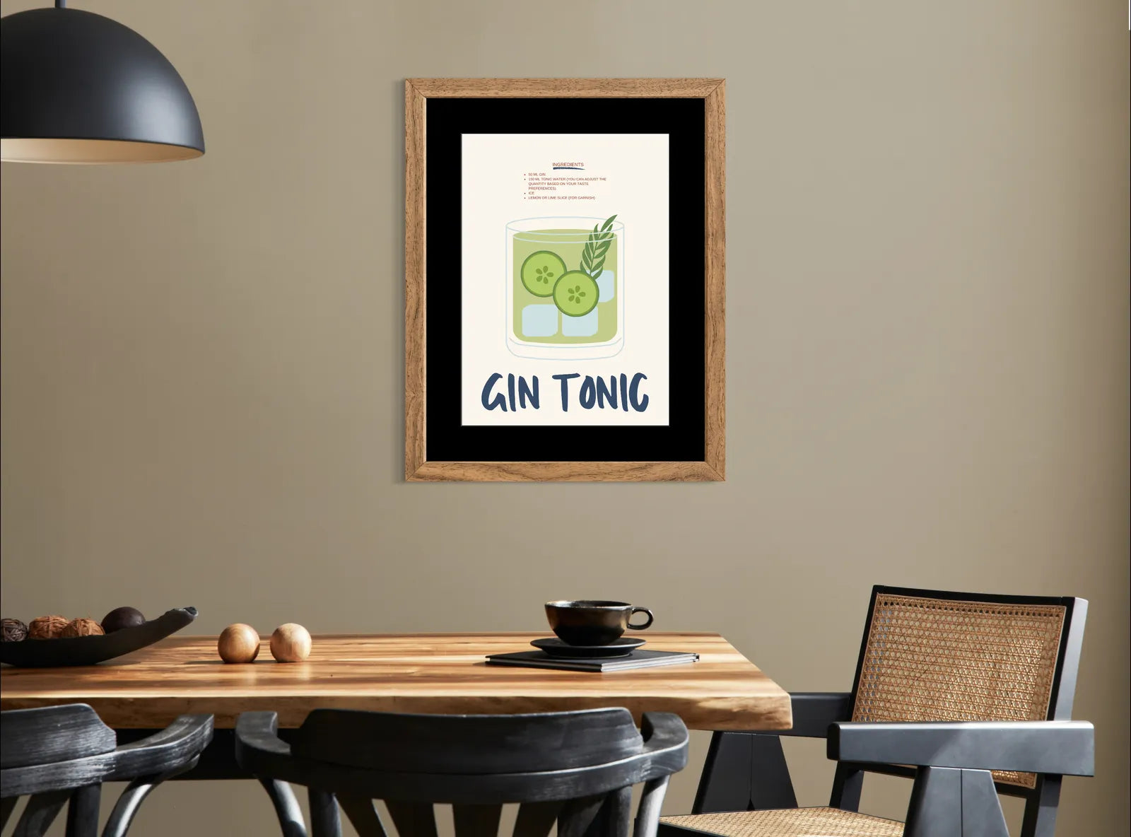 Gin and Tonic Art Print – Retro Green & Blue Bar Decor 3