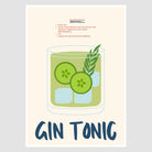 Gin and Tonic Art Print – Retro Green & Blue Bar Decor 2