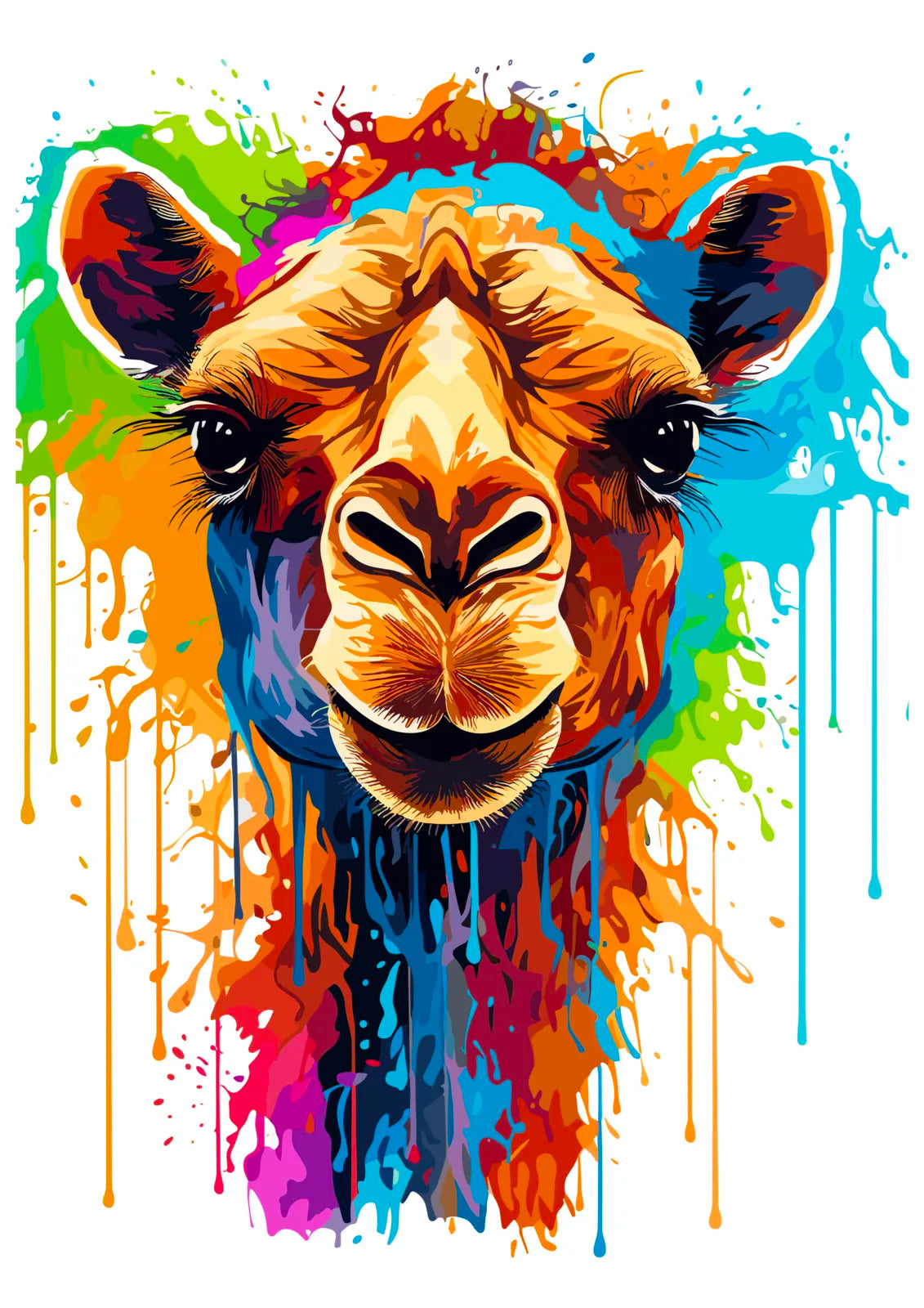 Beautiful Camel In Paint Splash Art Design 3