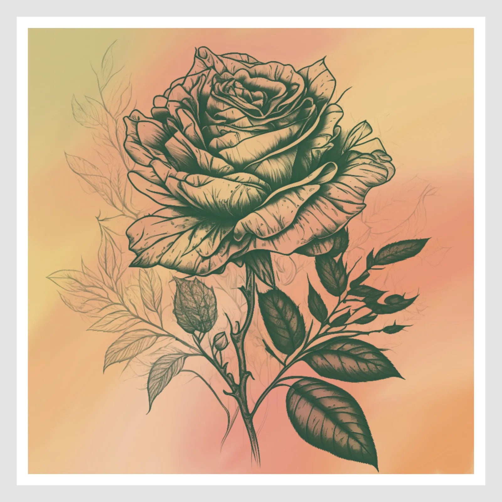 Golden Rose Original Art Print