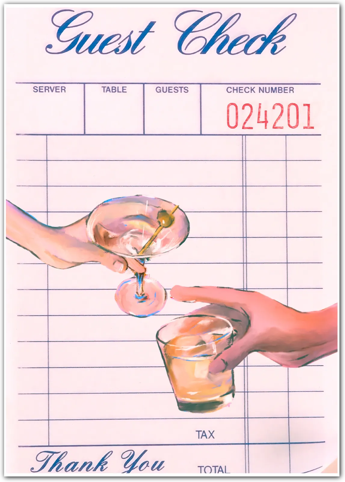 Guest Check Drinks Selection Art Print