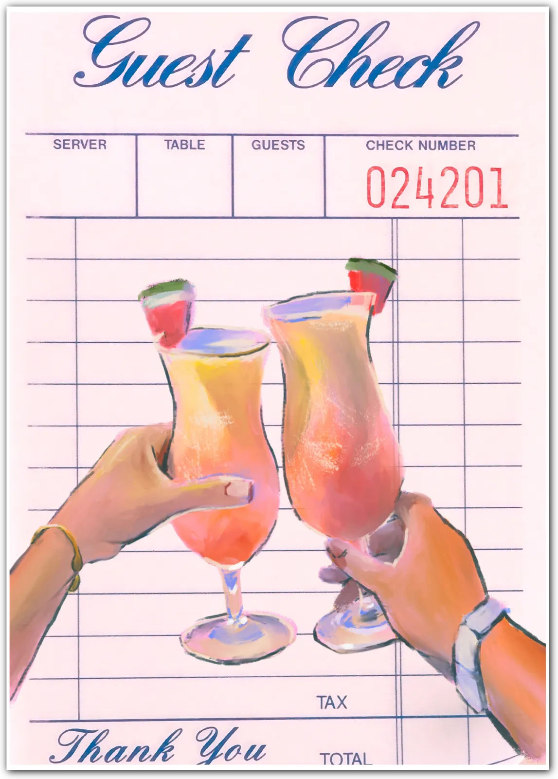 Guest Check Pina Colada Cheers Art Print