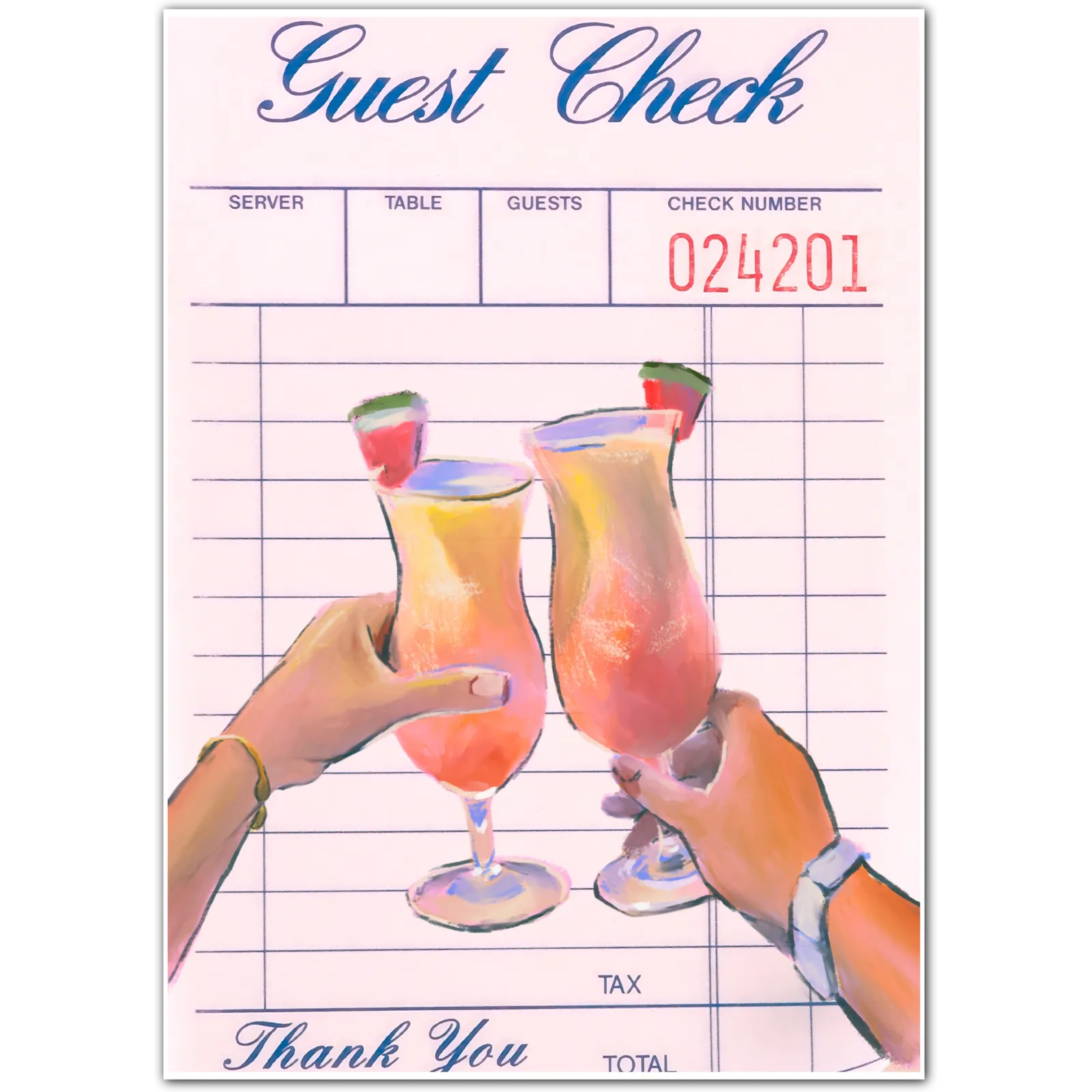 Guest Check Pina Colada Cheers Art Print