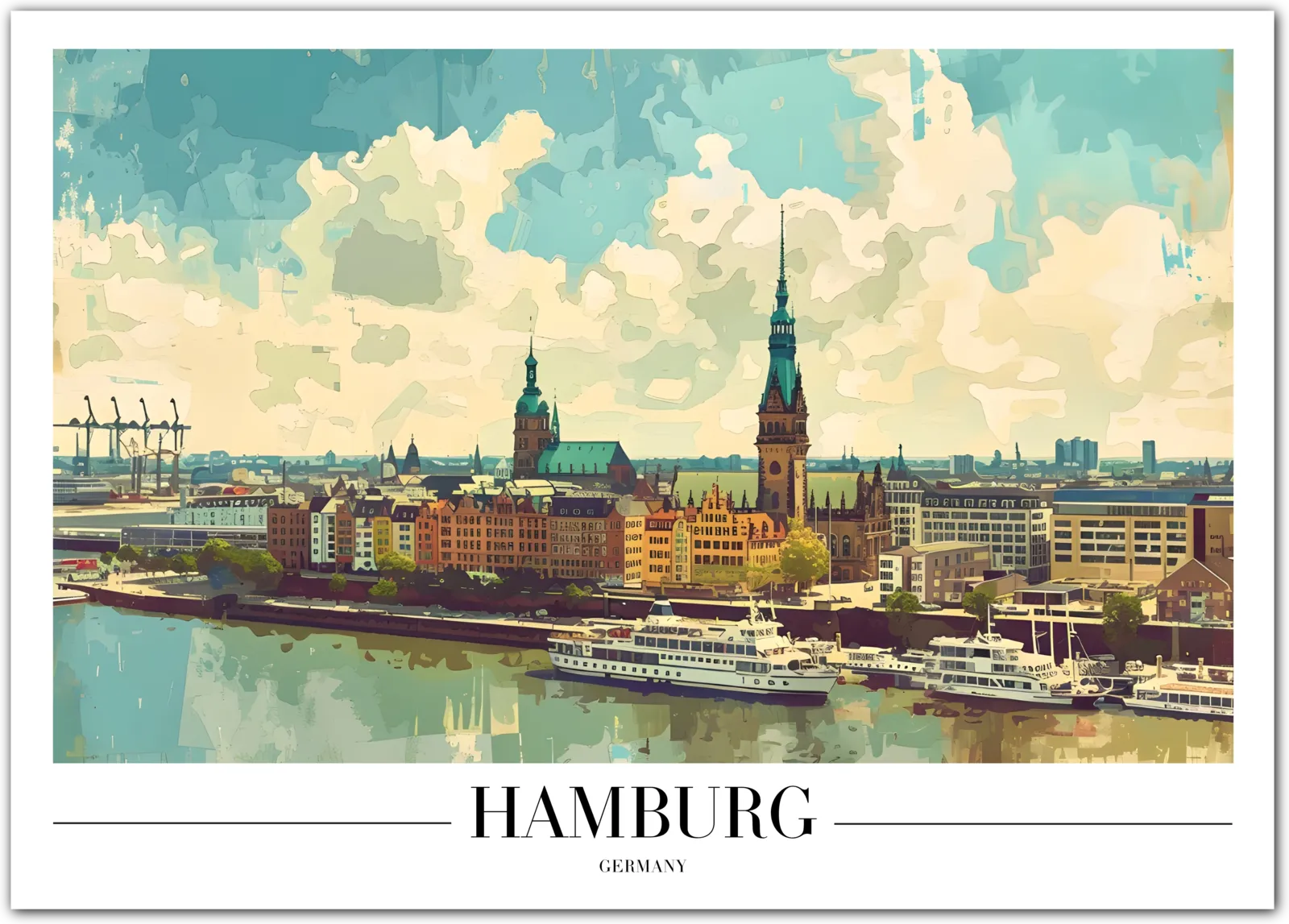 Hamburg Germany Art Print with Waterfront