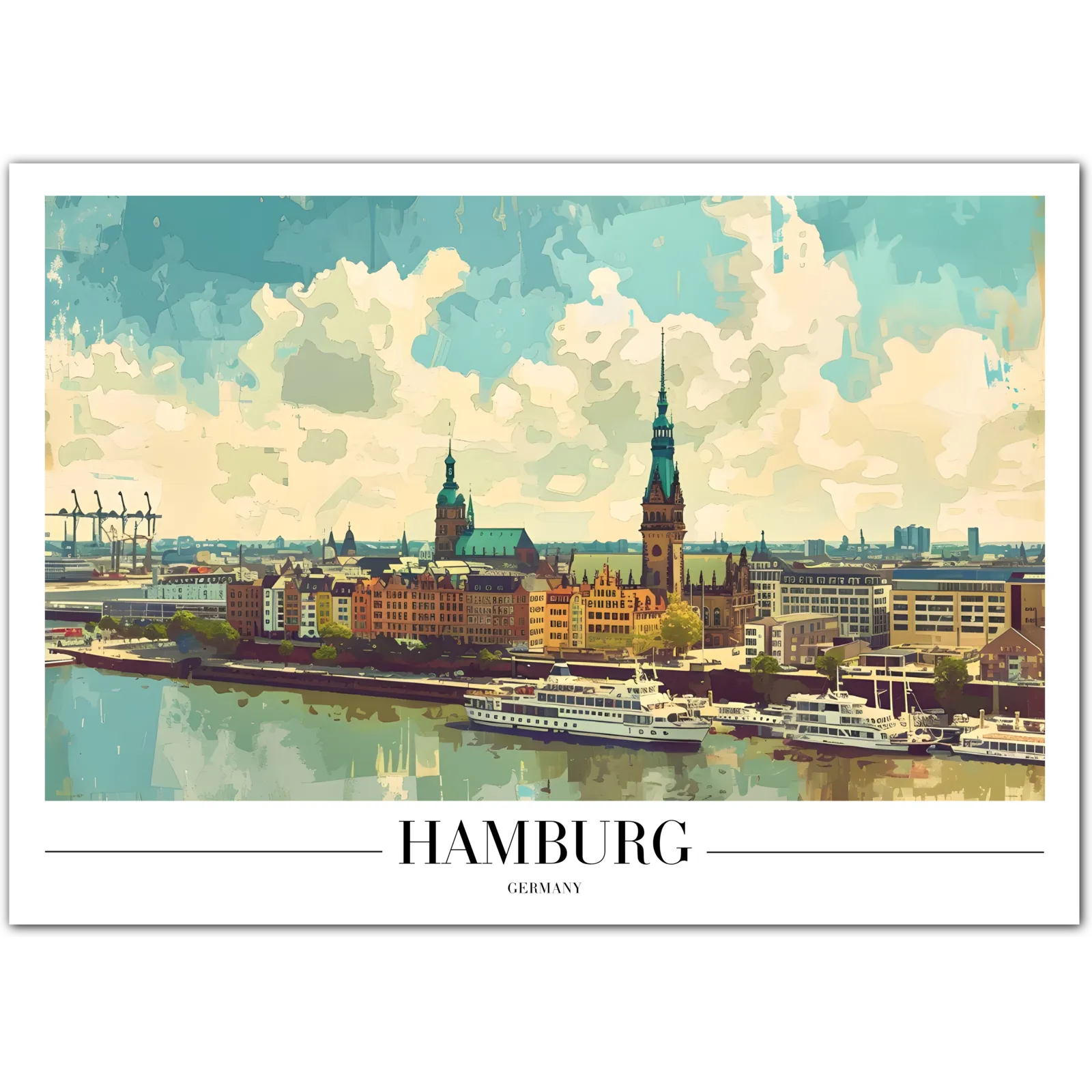 Hamburg Germany Art Print with Waterfront