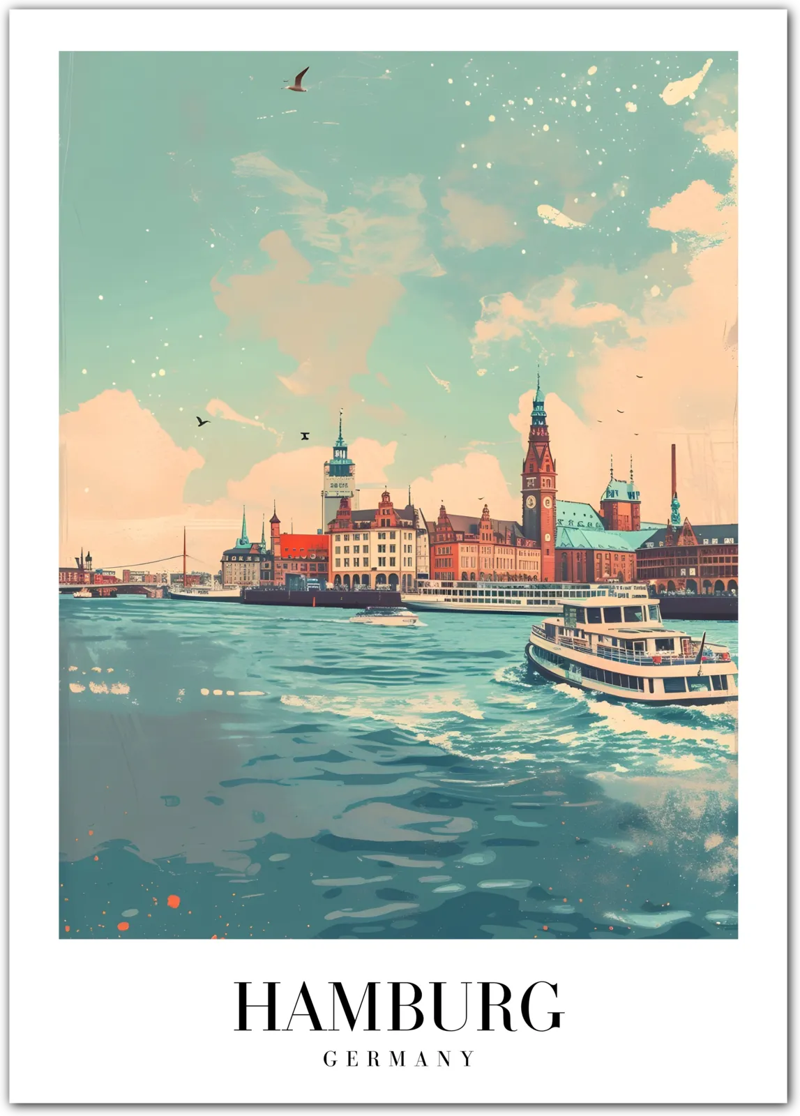 Stunning Hamburg Cityscape Art Print - Iconic German Architecture by the River Elbe