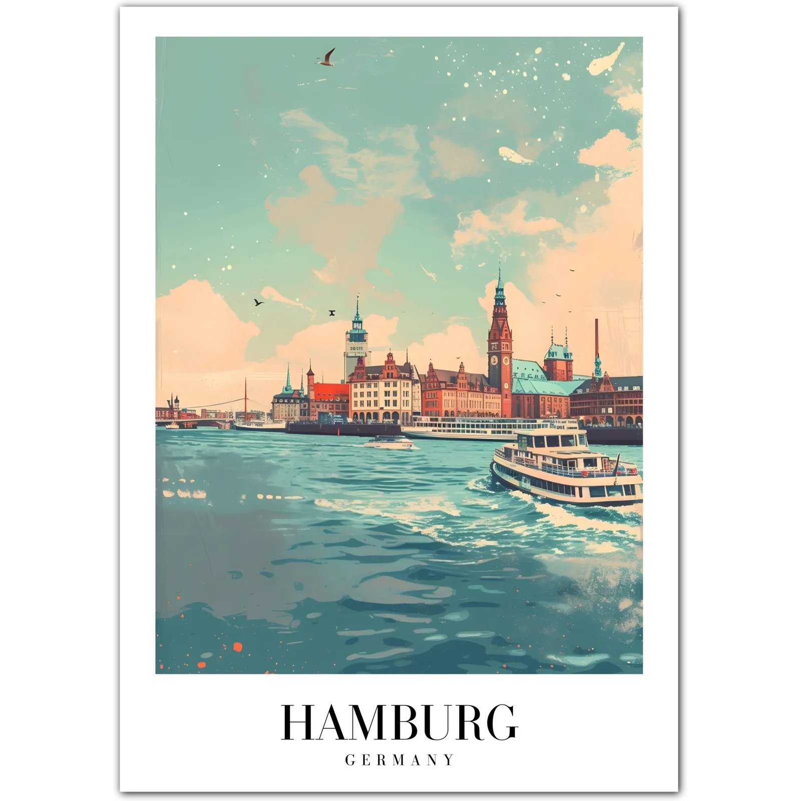 Stunning Hamburg Cityscape Art Print - Iconic German Architecture by the River Elbe