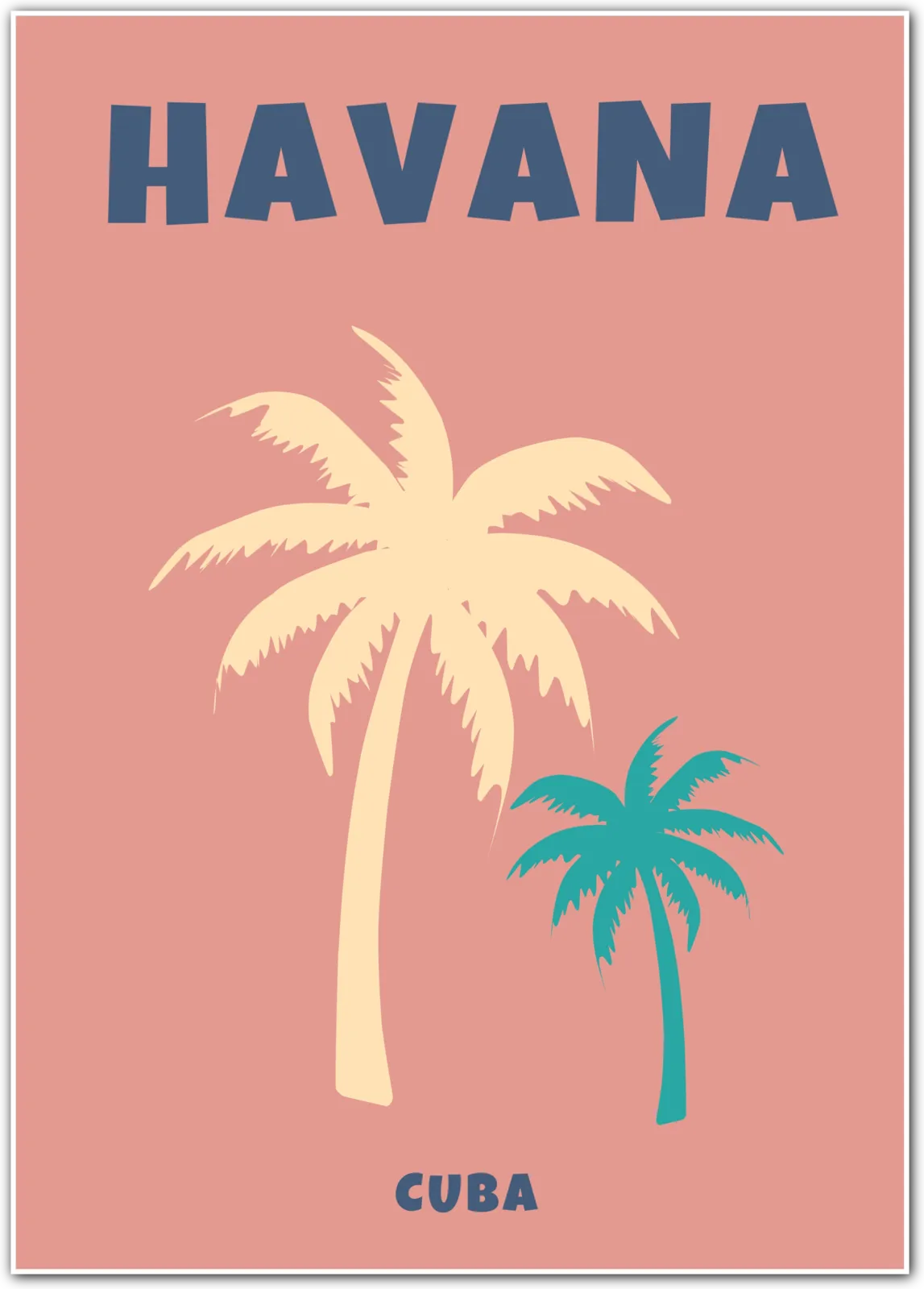 Havana Cuba Retro Palm Tree Art Print