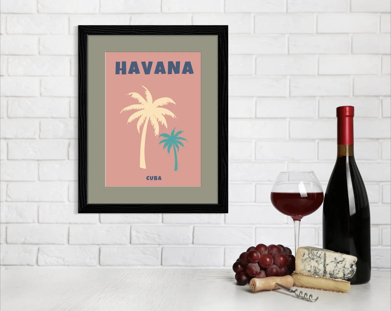 Havana Cuba Retro Palm Tree Art Print