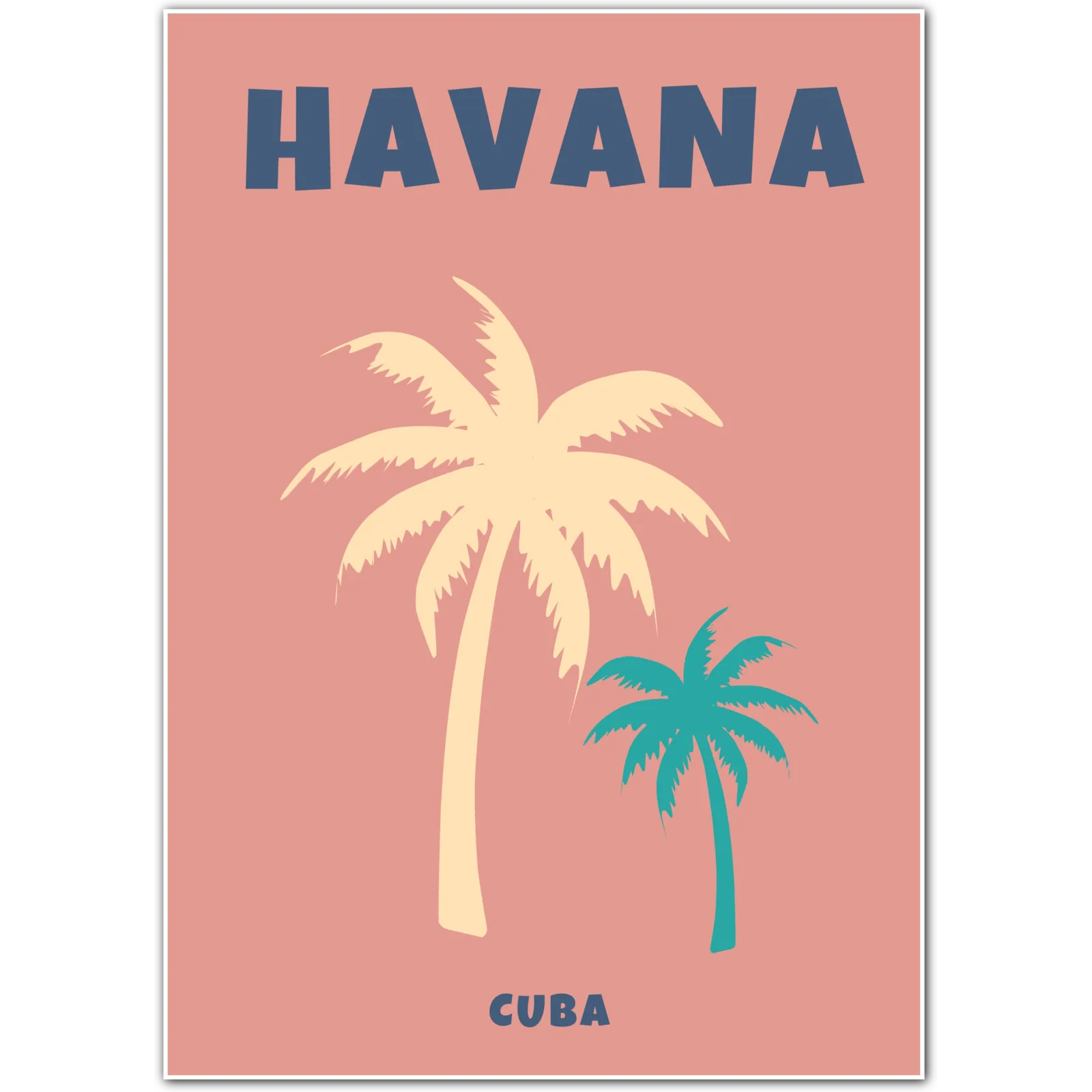 Havana Cuba Retro Palm Tree Art Print