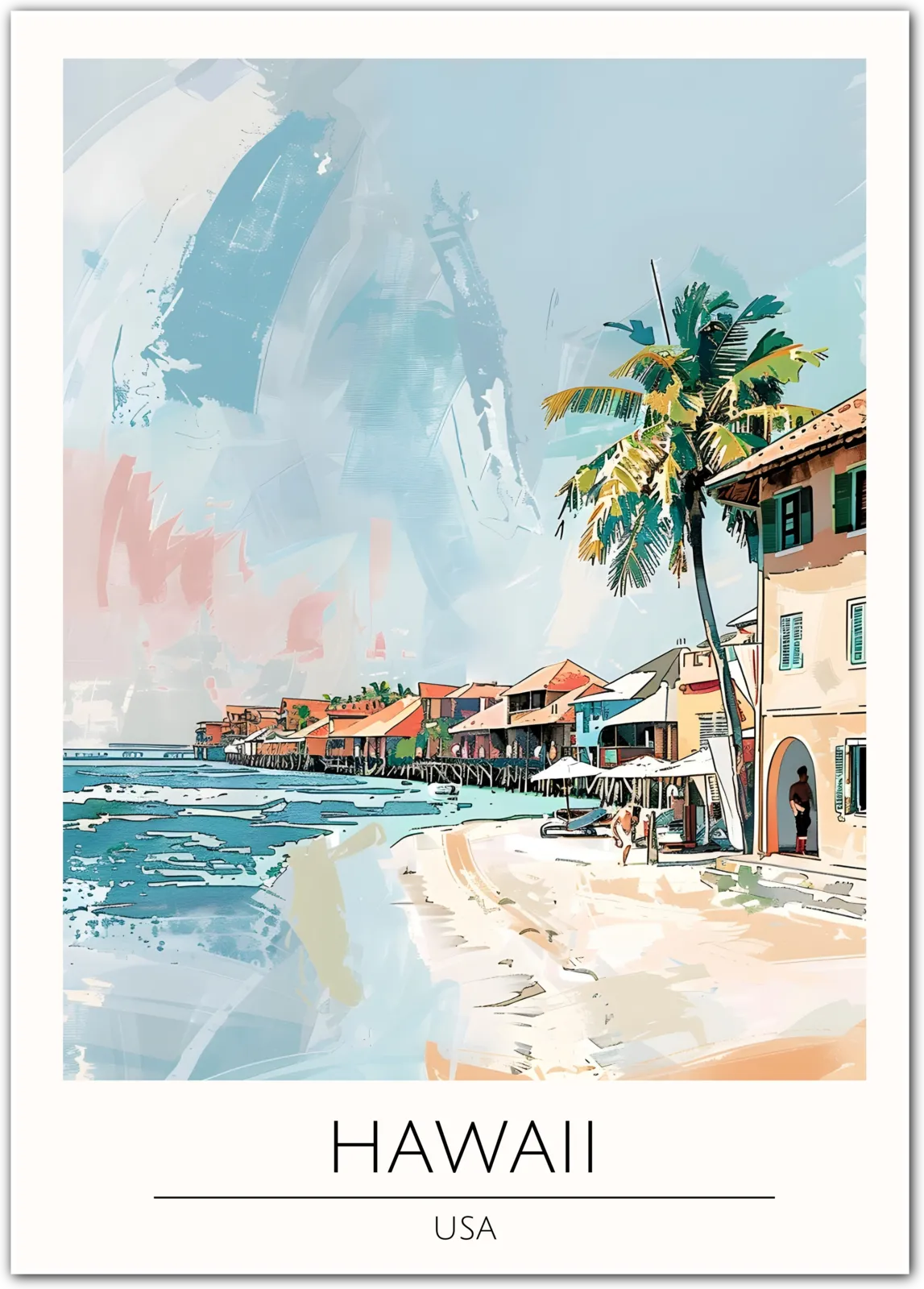 Hawaii Beachfront Art Print - Tropical Paradise of the Pacific Islands