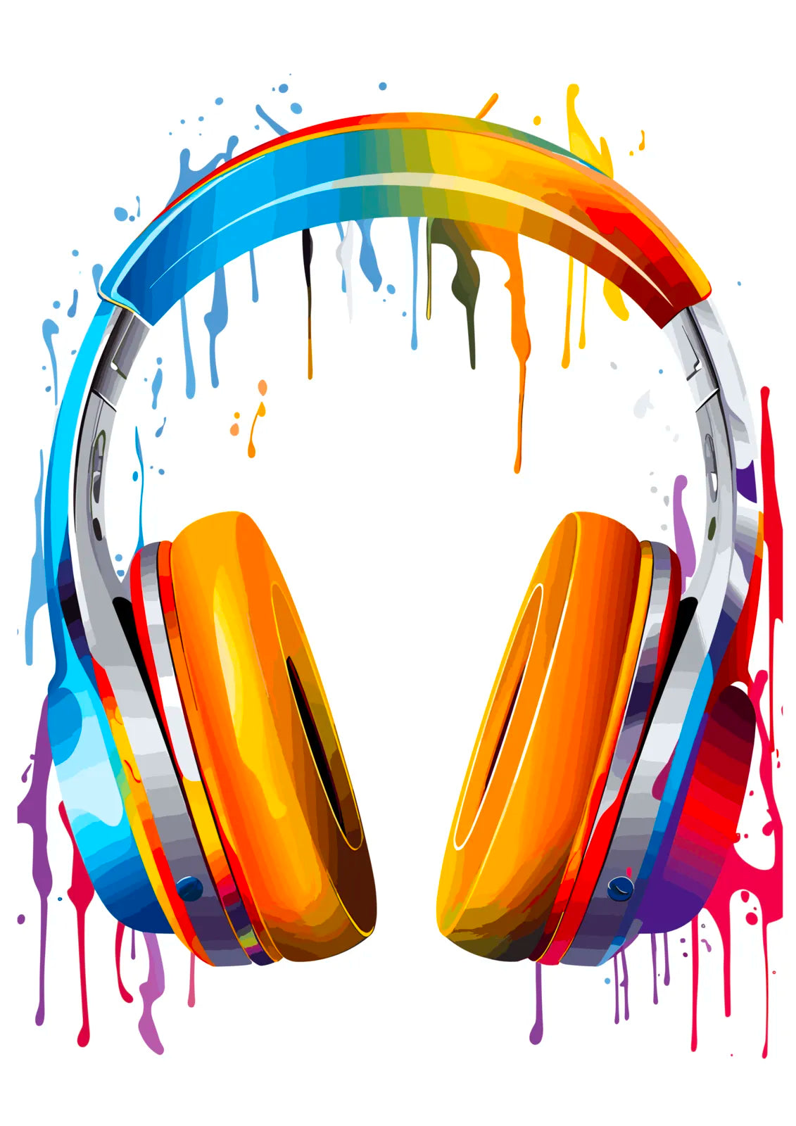 Funky Paint Splash Headphones Wall Art 3