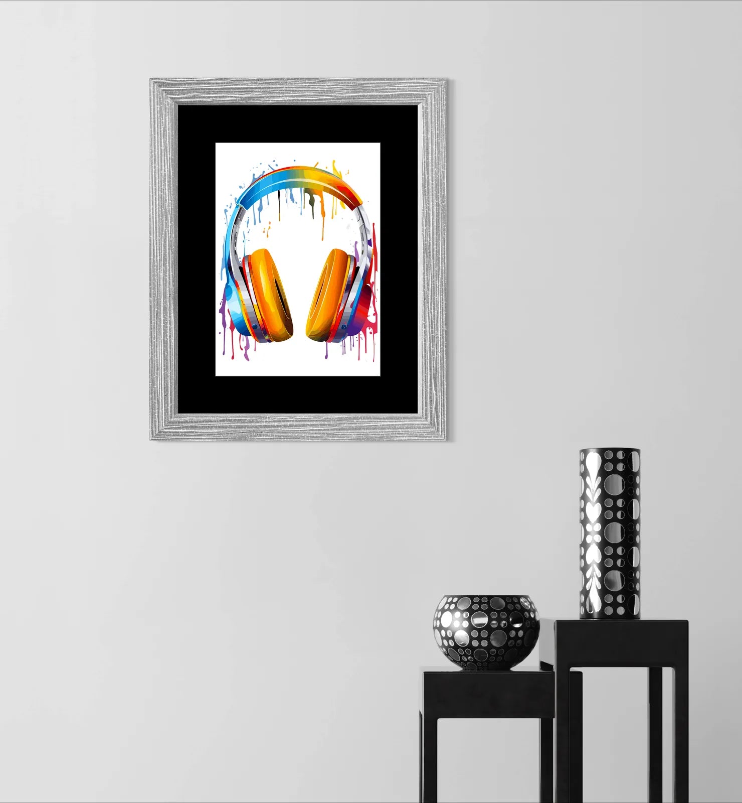 Funky Paint Splash Headphones Wall Art 2