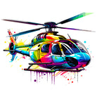 Vibrant Helicopter Paint Drip Style Art Print 3