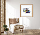 Vibrant Helicopter Paint Drip Style Art Print 2