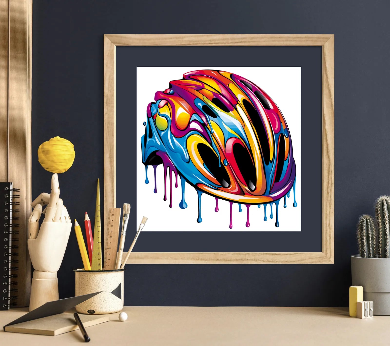 Rainbow paint Colour Helmet Art Print 2