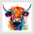 Paint Splash Highland Cow Art Print 1