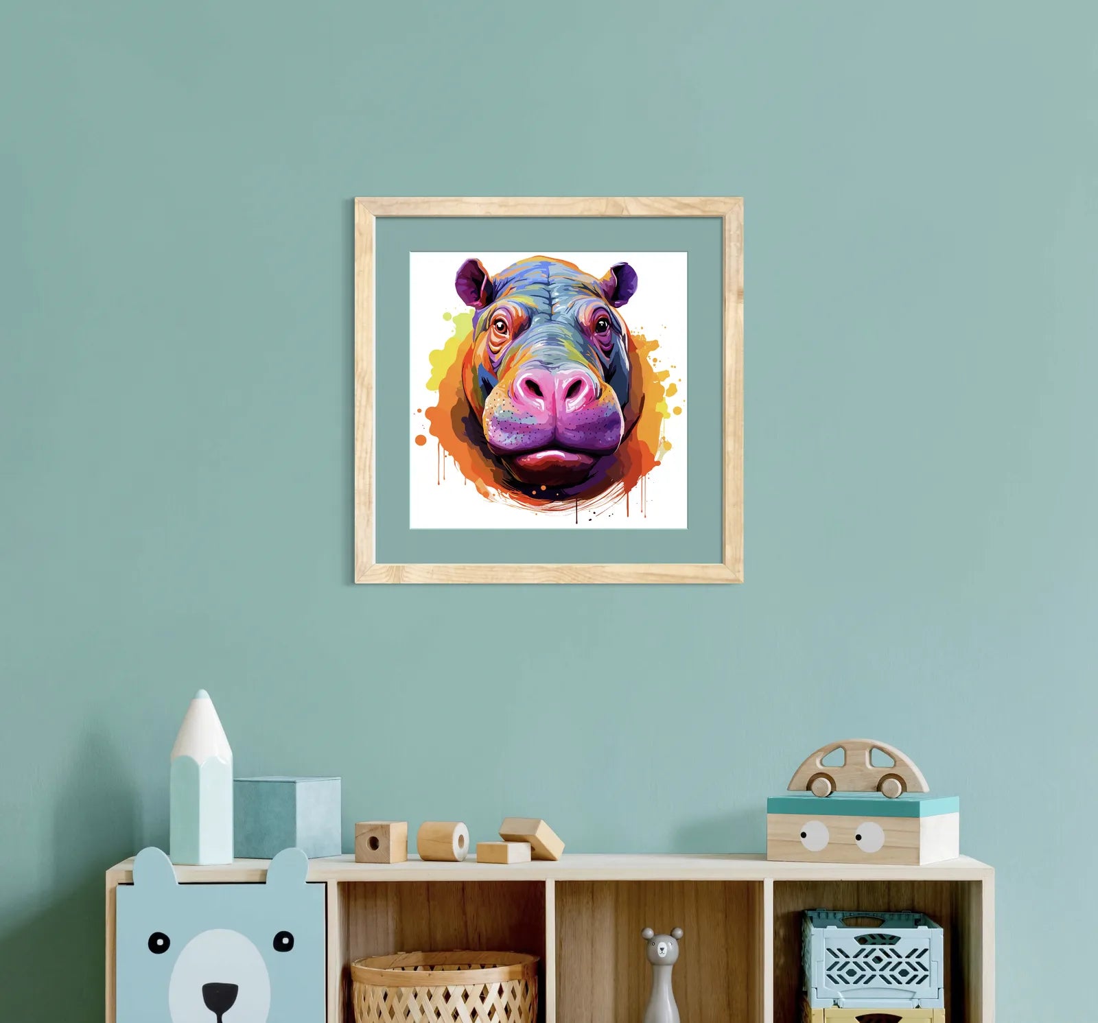 Awesome Bright Paint Splash Hippo Art Print 2