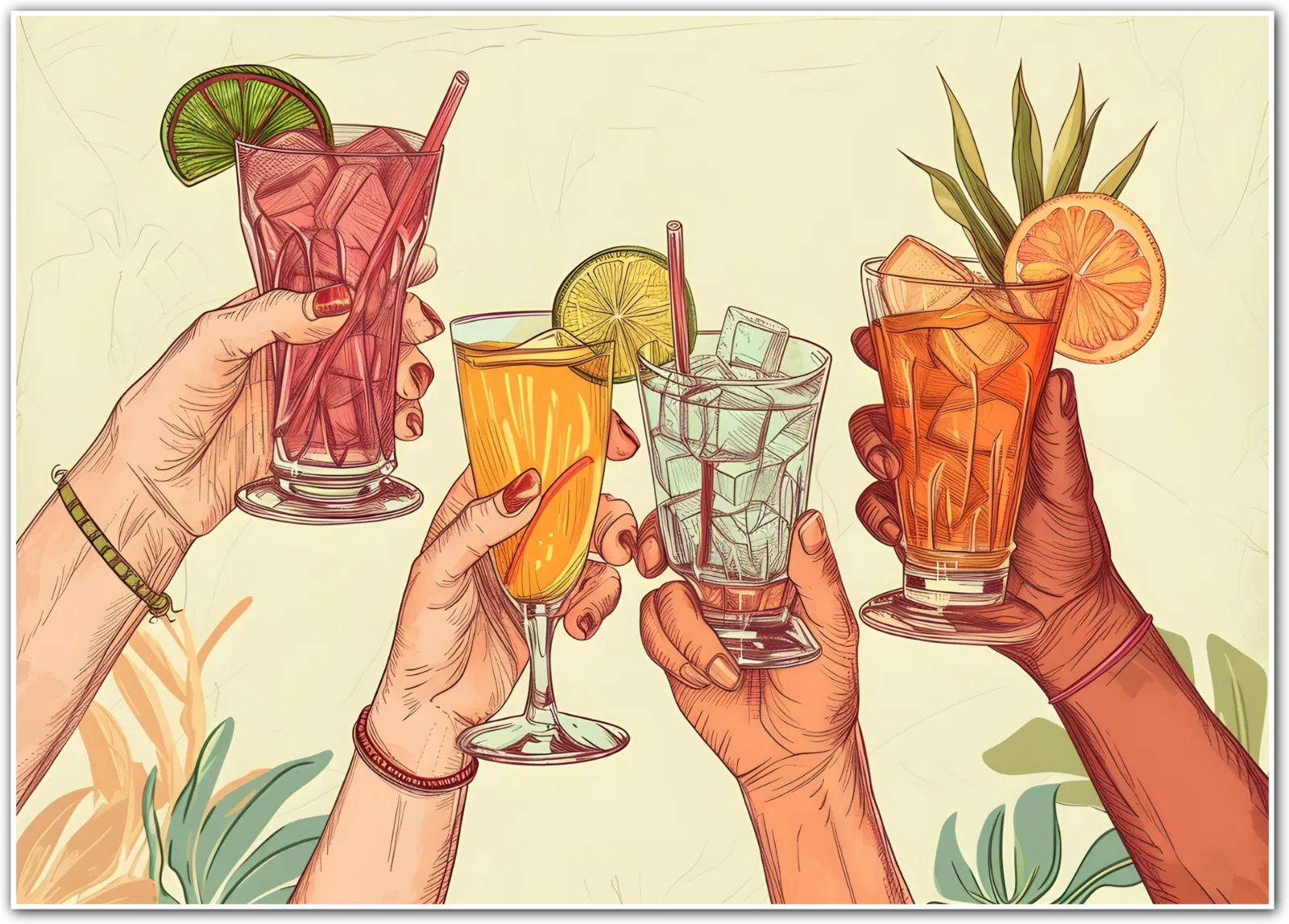 Holiday Vibes Cocktail Celebration Art Print