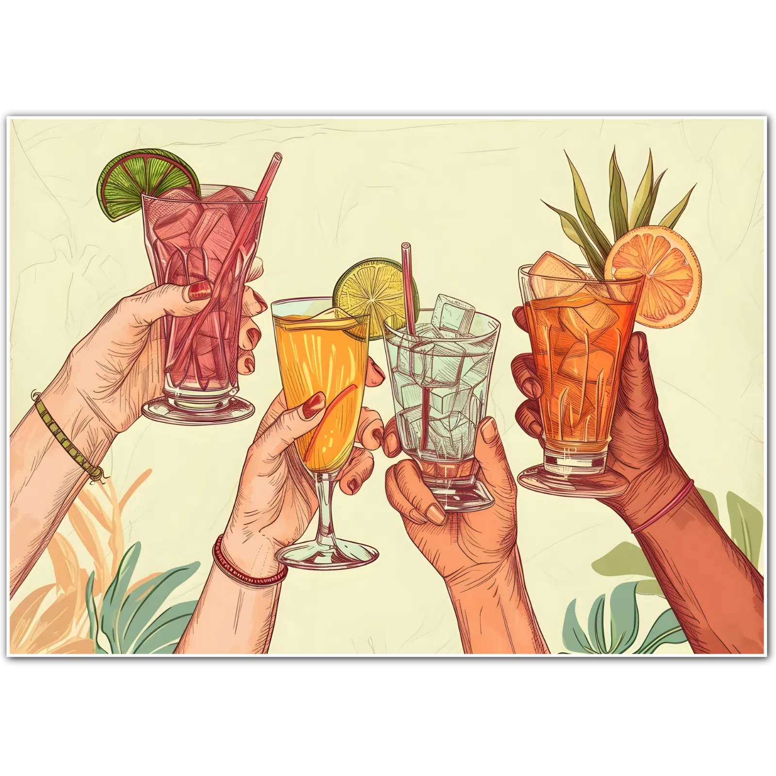 Holiday Vibes Cocktail Celebration Art Print