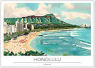 Honolulu Beachfront - Hawaii Island Art Print