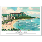 Honolulu Beachfront - Hawaii Island Art Print