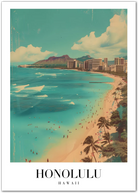 Tropical Honolulu Beach Art Print - Stunning Views of Waikiki and Diamond Head