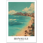 Tropical Honolulu Beach Art Print - Stunning Views of Waikiki and Diamond Head