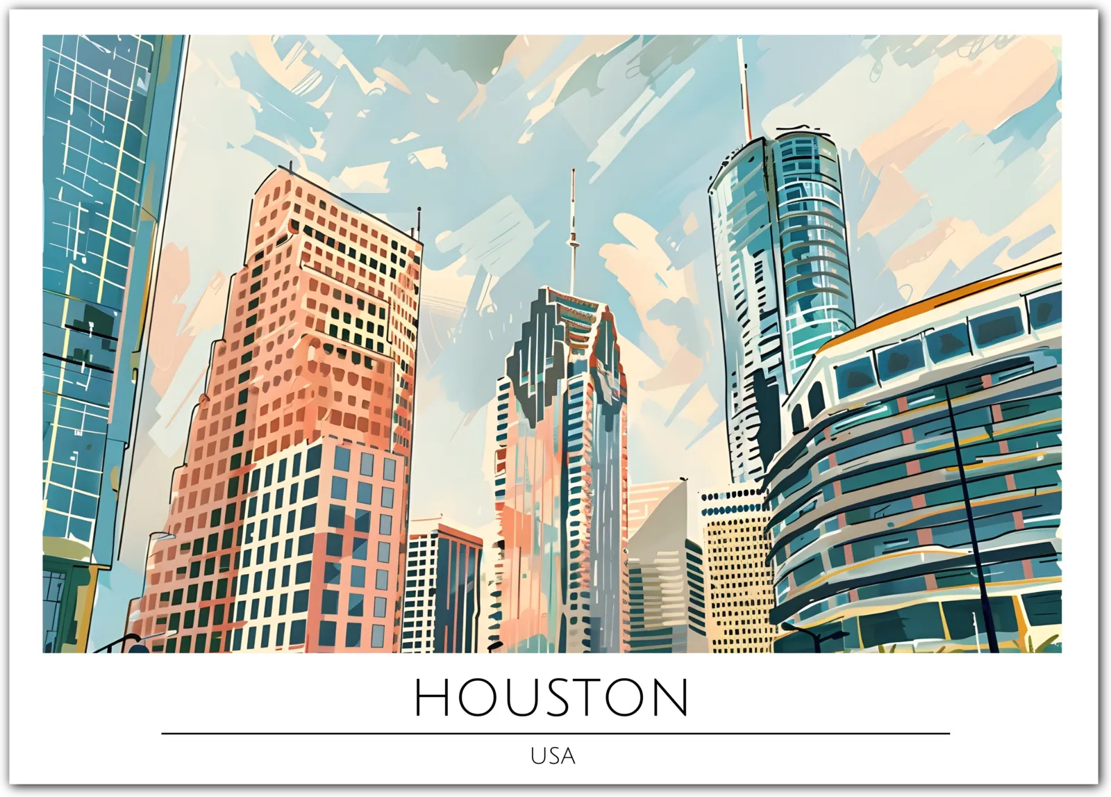 Modern Houston Skyline - Texas Urban Landscape Art Print