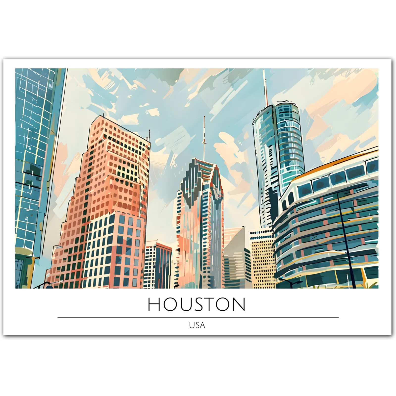 Modern Houston Skyline - Texas Urban Landscape Art Print