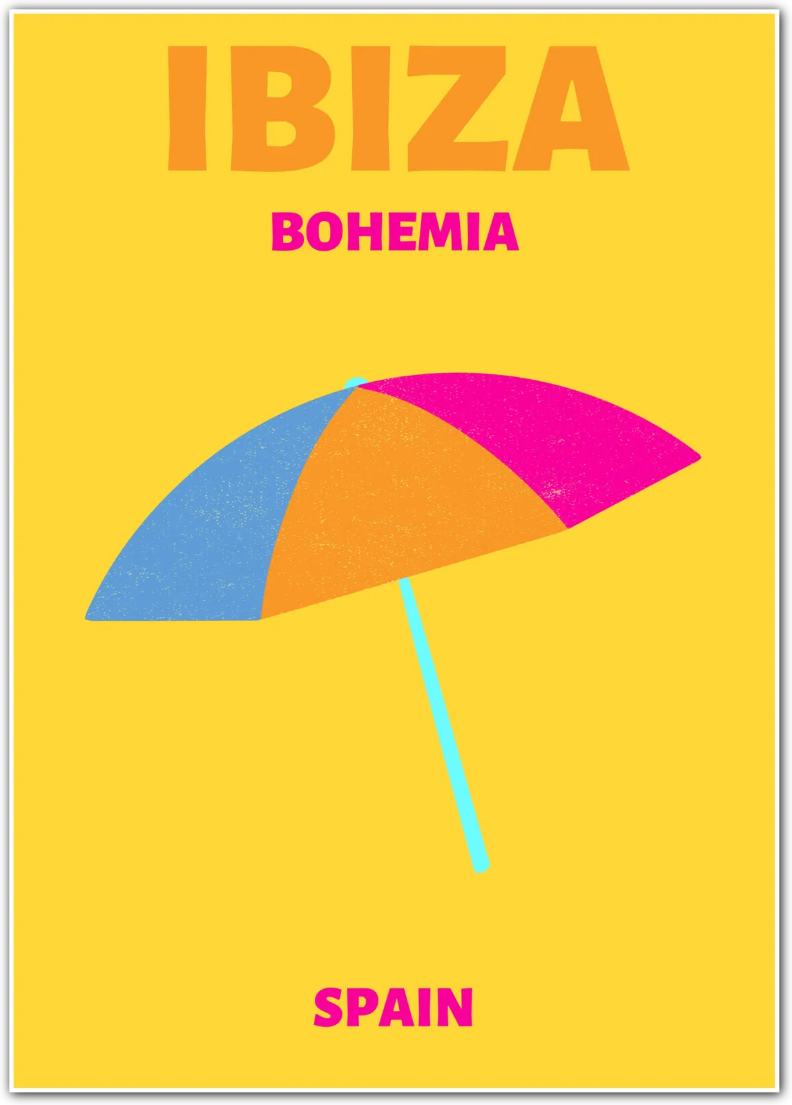 Ibiza Bohemian Beach Umbrella Art Print