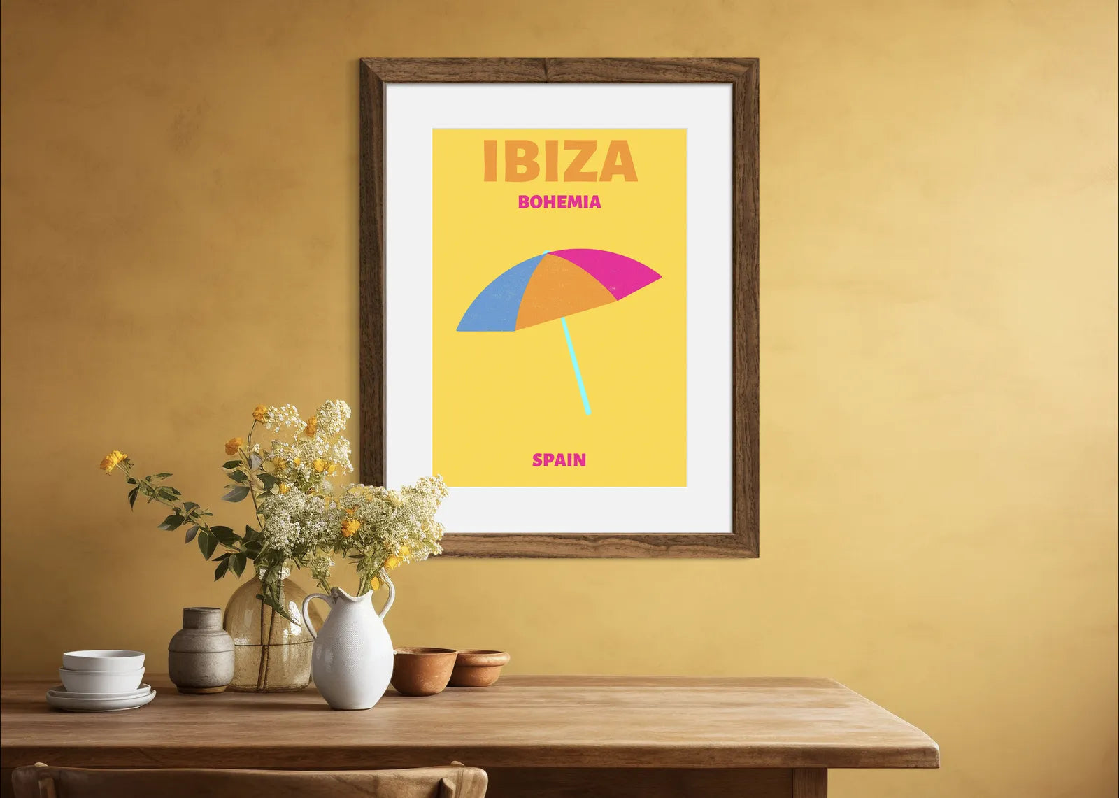 Ibiza Bohemian Beach Umbrella Art Print