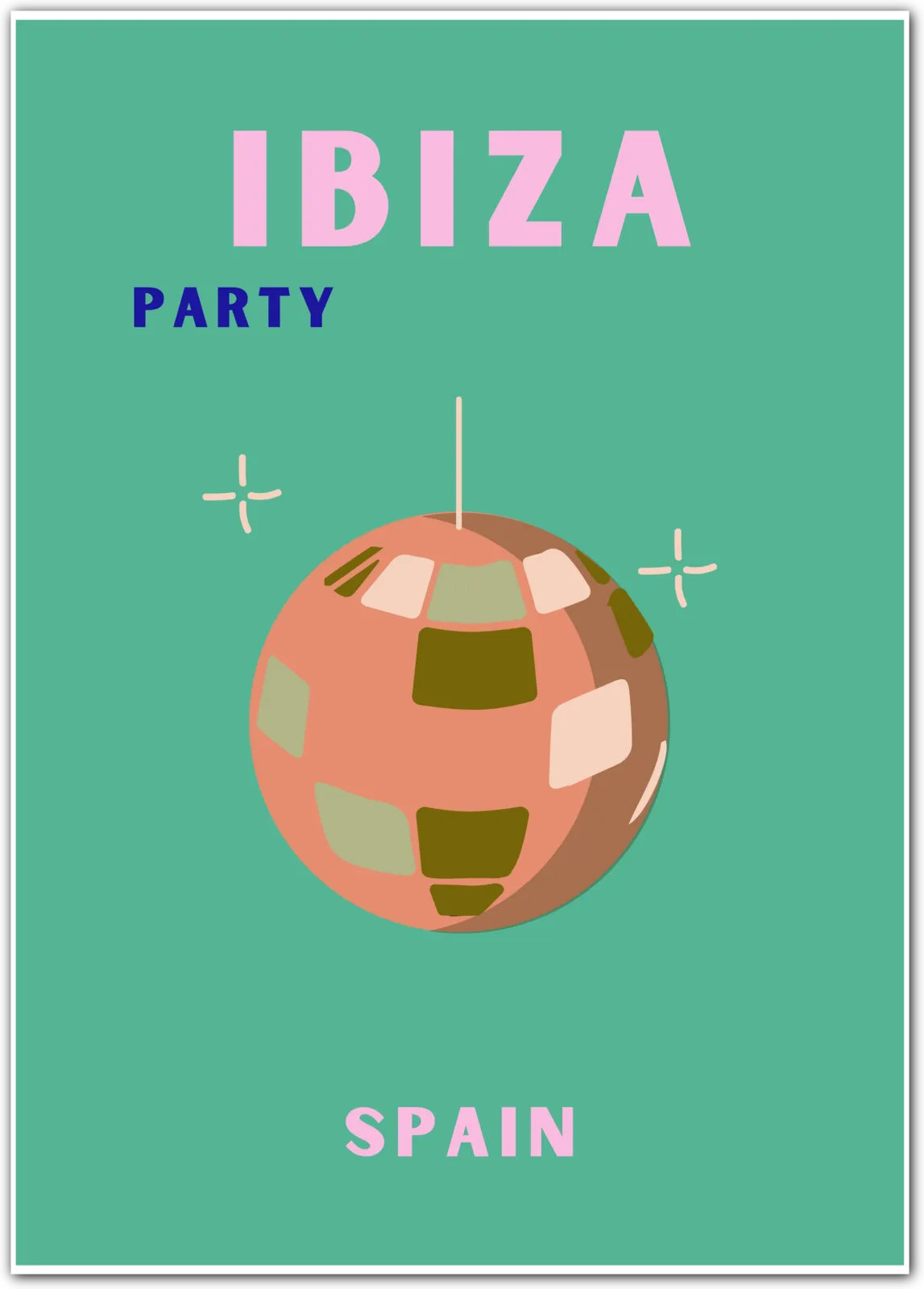 Ibiza Disco Party Tropical Retro Art Print